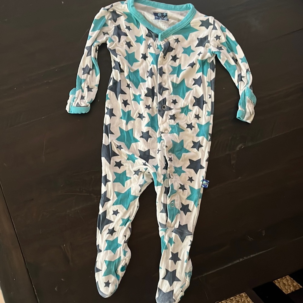 Kickee Pants PJs with Blue Star Pattern